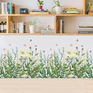 Pastoral butterfly and flower wall stickers for baseboard and home decor decoration