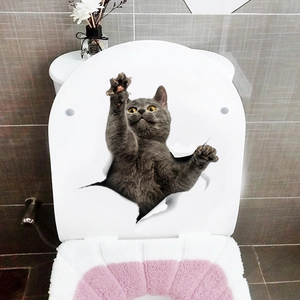 Realistic 3D British Shorthair cat wall sticker with hole-through creative visual effect
