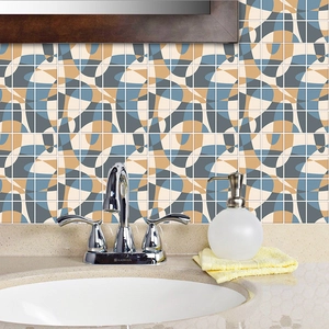 Abstrakte Geometrische PVC Wandfliesen Aufkleber Wasserdicht Selbstklebend Mattiert Morandi Farbe Dekoration Für Bad Küche