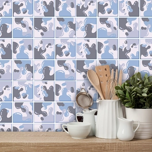 Abstract Mosaic Pattern PVC Tile Stickers Waterproof Self Adhesive Matte Wall Decals For Kitchen Bathroom Home Decor