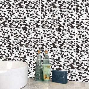 Self-adhesive black and white checkered wall stickers for modern kitchen backsplashes