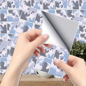 Self-adhesive purple fluid pattern tile stickers for kitchen wall decoration