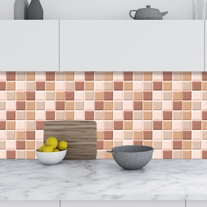 Orange mosaic self-adhesive tile stickers for kitchen backsplash and bathroom walls