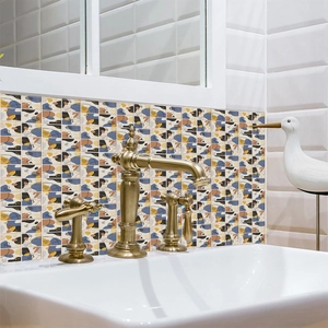 Modern mosaic tile stickers for bathroom backsplash with geometric patterns and waterproof surface