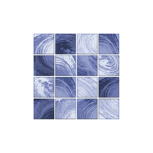 Blue and white marble pattern self-adhesive tile stickers for kitchen and bathroom decor
