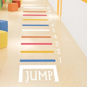 Colorful cartoon long jump floor stickers for kids bedroom featuring numbered 1-10 scales