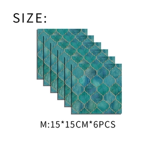 Dettagli dimensioni piastrelle adesive a squame verde scuro, set da 6 pezzi 15x15cm