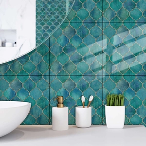 Adesivi per piastrelle in stile marocchino verde scuro per pareti di cucina e bagno