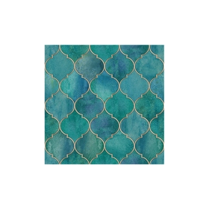 Piastrelle adesive a scaglie di pesce verde scuro con linee dorate per cucina e bagno