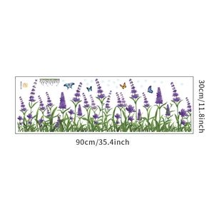 Detail view of lavender skirting wall sticker with 30x90cm dimensions for home decor