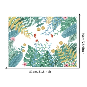 Detail view of tropical leaf wall sticker measuring 81x60cm with monstera and floral design
