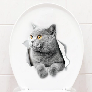 Adesivo murale 3D con gatto grigio realistico ed effetto carta strappata decorativo