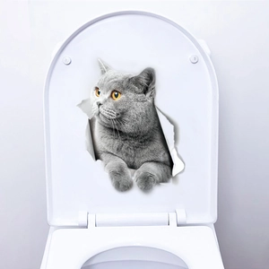 Adesivo 3D gatto British Shorthair grigio con effetto buco per pareti e decorazioni