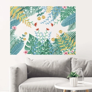 Nordic tropical leaf wall sticker with monstera and fern leaves for home decoration
