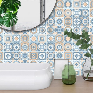 Moroccan Style Retro Tile Stickers Waterproof PVC Self Adhesive Wall Decals For Kitchen Bathroom Living Room Renovation Home Decor