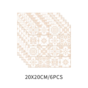 Detail of 20x20cm beige geometric pattern waterproof PVC tile stickers set of 6 pieces