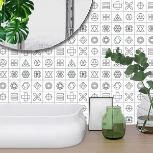 Adesivi per piastrelle geometrici bianchi per decorazione murale di cucina e bagno