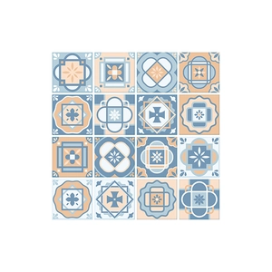 16-piece set of geometric Mediterranean self-adhesive waterproof tile stickers for wall DIY