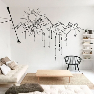 Minimaliste Moderne Montagne Géométrique Soleil Flèche Sticker Mural PVC Style Nordique Bohémien Décoration Maison