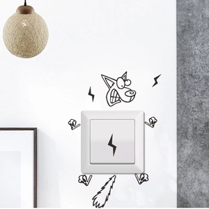 Creative cartoon wolf and lightning wall sticker on white light switch decor