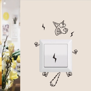 Cartoon dog wall sticker for light switch decor, creative PVC decals for kids room