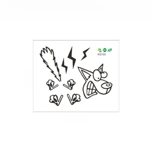 Detail of KG105 cartoon dog switch sticker layout with wolf head and lightning patterns