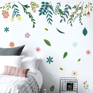 Creative Warm Fresh Branch Green Leaf Flower Vine Wall Sticker Removable PVC DIY Art Mural Decal For Bedroom Dorm Living Room
