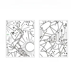 Détails de mise en page des stickers muraux géométriques en PVC avec motifs soleil