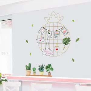 Cartoon pineapple photo wall grid sticker with rabbit, cactus and flamingo decorative cards