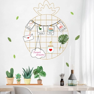 Creative Golden Pineapple Grid Wall Sticker Waterproof PVC Cartoon Animal Plant Decal For Nursery Bedroom Home Wall Decoration