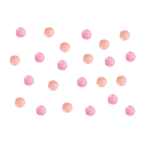 Pink and orange watercolor polka dot wall stickers for girls bedroom decor