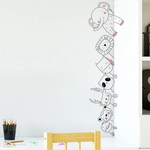 Cartoon animal stack wall decal featuring minimalist line art for children room decor