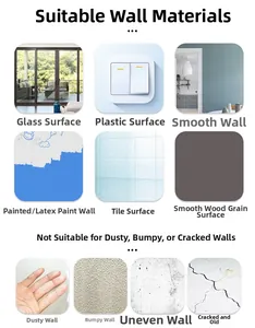 Guide for 3D Halloween wall decals showing suitable and unsuitable surface textures