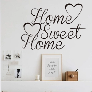 Home Sweet Home Removable PVC Wall Sticker Artistic Lettering Heart Pattern Modern Minimalist Home Decoration Mural Decal For Living Room
