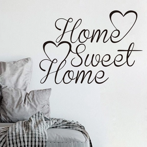 Home Sweet Home decorative wall sticker with black lettering and hearts for home decor