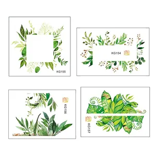 Detailed view of Nordic style green leaf plant stickers for home light switch decoration