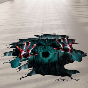 3D Halloween Zombie Floor Sticker Scary Ghost Hand Decal Waterproof PVC Removable Horror Thriller Decor For Living Room