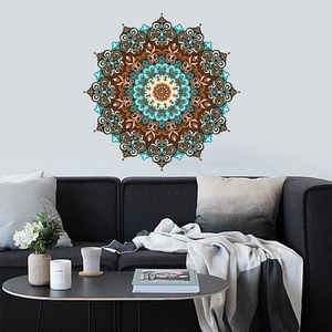 Self-adhesive mandala wall sticker with vintage geometric patterns for living room decor