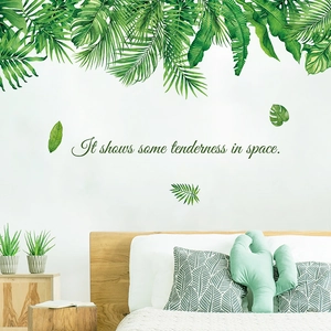Nordic tropical green leaf wall stickers with palm leaves and monstera for home decor