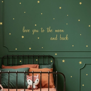 Stickers muraux dorés Love You to the Moon and Back avec étoiles pour la chambre