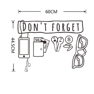 Tableau des dimensions détaillé pour le sticker mural Don't Forget de 60x44,5cm