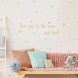 Stickers muraux étoiles dorées Love You To The Moon and Back pour chambre d'enfant