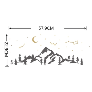 Minimalist mountain and constellation wall sticker with dimensions 57.9cm by 22.9cm