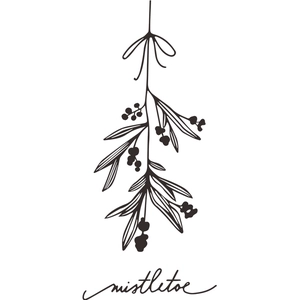 Minimalist black and white mistletoe wall sticker with a ribbon and text detail