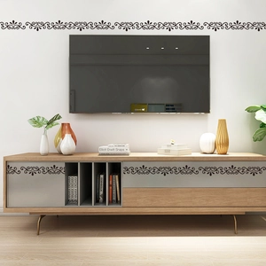 Stickers muraux noirs à motifs floraux pour salon moderne et décoration de meubles