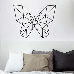 Minimalist geometric line butterfly wall sticker in black for modern home bedroom decor