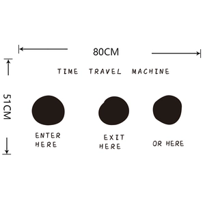 Flache Ansicht Wandsticker Time Travel Machine Design mit Maßen 80cm x 51cm