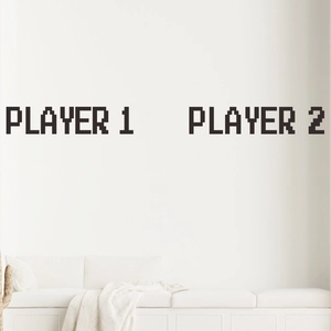 Modern minimalist Player 1 and Player 2 pixel gaming wall stickers for game rooms