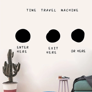 Minimalistische schwarze Wandaufkleber mit Time Travel Motiven und Kreisen für die Deko