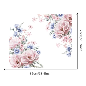 Size specifications for pink and blue floral wall stickers showing 85cm width and 73cm height